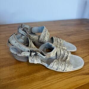 Clocharme Map Printed Strappy Ankle Strap Buckle Sandals Size 39